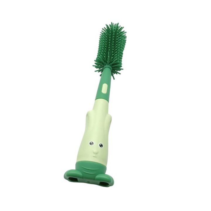 Set 3 perii din silicon pentru biberoane, tetine, suzete, paie, bebelusi, din silicon, fara BPA, Empria, Verde