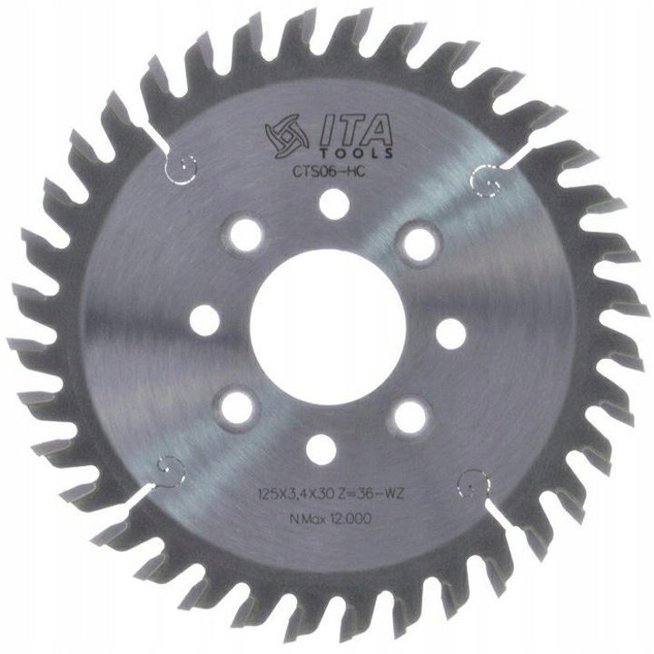 Disc de taiere CNC, Ita Tools, Carbura, Pentru Lemn, 125 x 30 mm, 36 Dinti, Argintiu