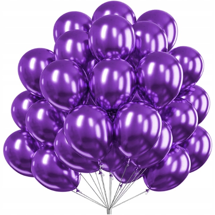 Комплект от 25 балона, Vixen, латекс, 40 см, лилав металик