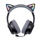 Casti gaming wireless, FoxXray HAB-10 DazzleCat BK, pliabile, urechi de pisica iluminate RGB, Negru
