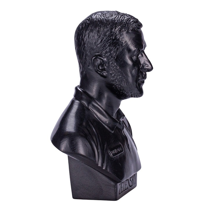 Mellszobor, szobor, Volodimir Zelenszkij ukrán elnök, kő, 15 cm, fekete
