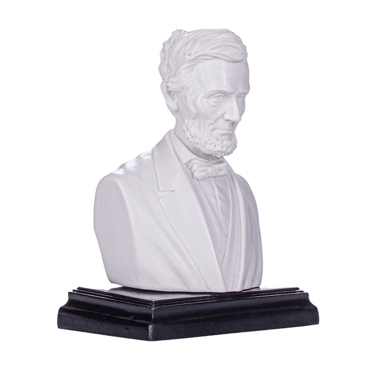 Mellszobor, szobor, Abraham Lincoln amerikai elnök, márvány, 12,5 cm, fehér
