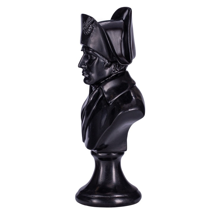 Mellszobor, szobor, Napóleon Bonaparte francia császár, kő, 24 cm, fekete