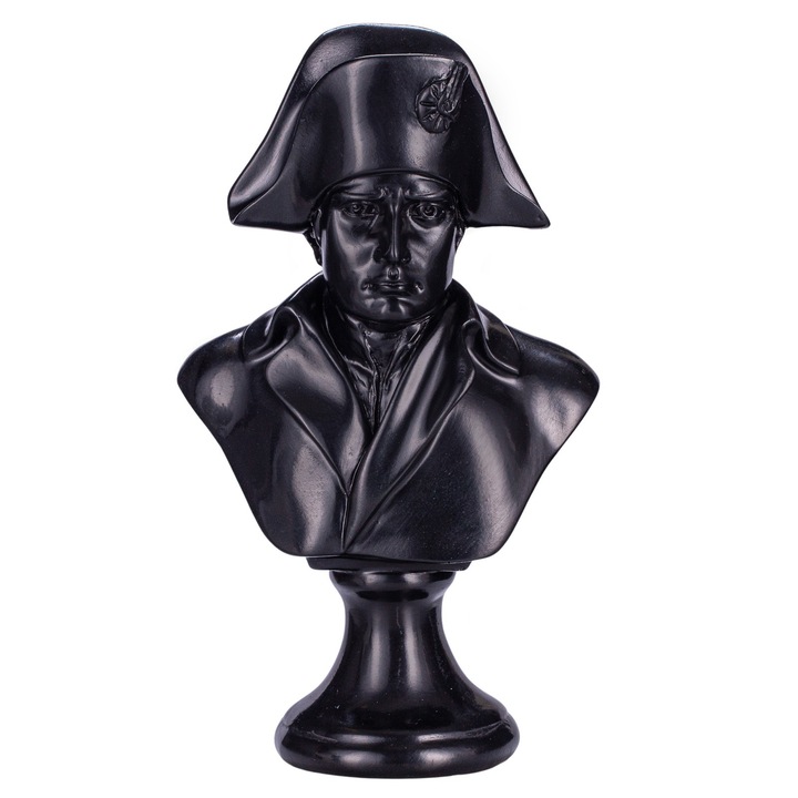 Mellszobor, szobor, Napóleon Bonaparte francia császár, kő, 24 cm, fekete