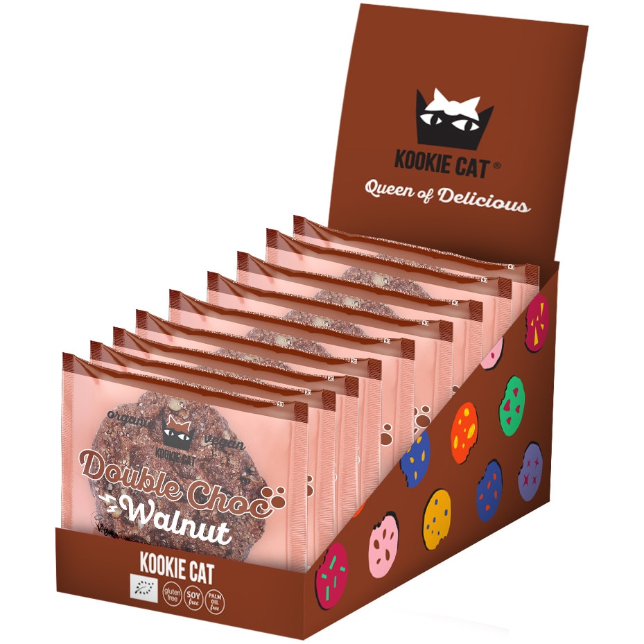 Cookie Double choc & Walnuts 12x50g Kookie Cat - SET1