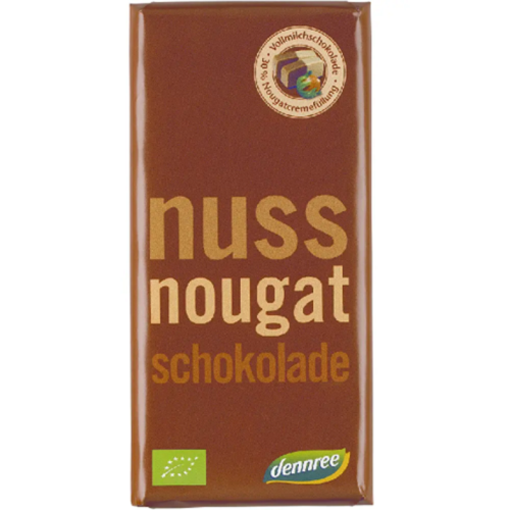 Bio Ciocolata cu Lapte cu Umplutura de Crema de Nugat Deennree 100 g