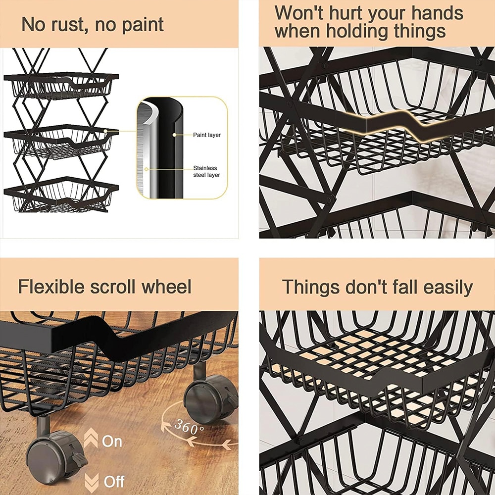 Raft universal, Quasar & Co.®, cu roti, 3 niveluri, pliabil, 37 x 28 x ...