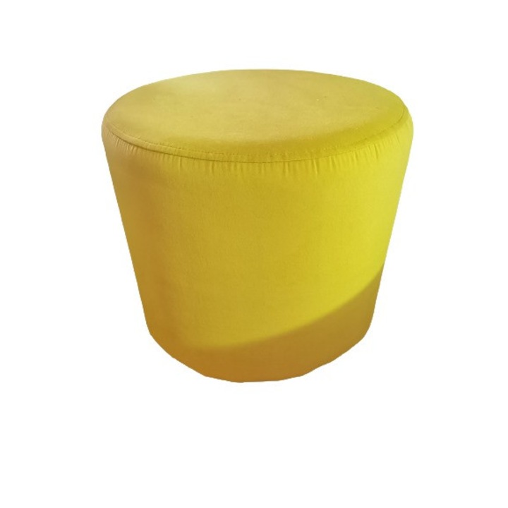 Scaun living tapitat rotund, Galben, 45 x 40 cm