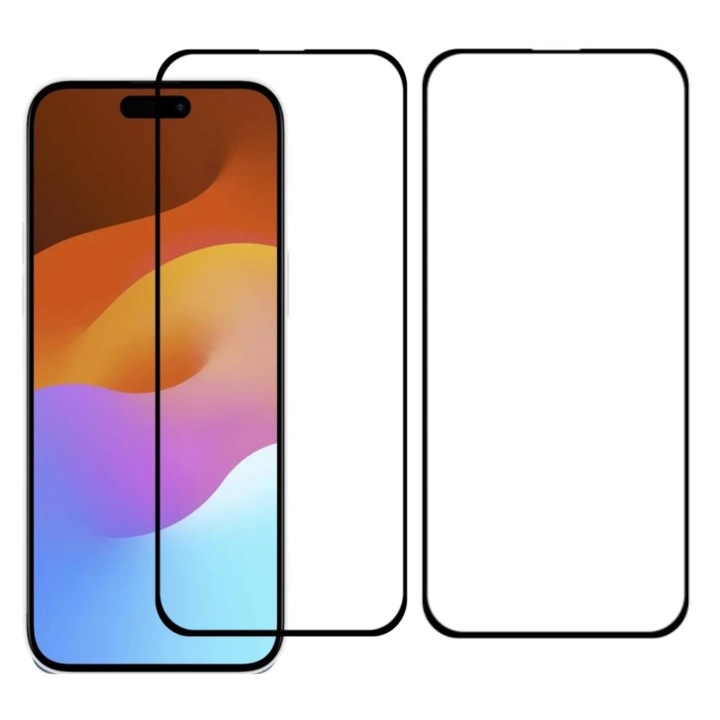 Set 2 folii protectie compatibil cu Iphone 15, Sticla securizata, Full Glue