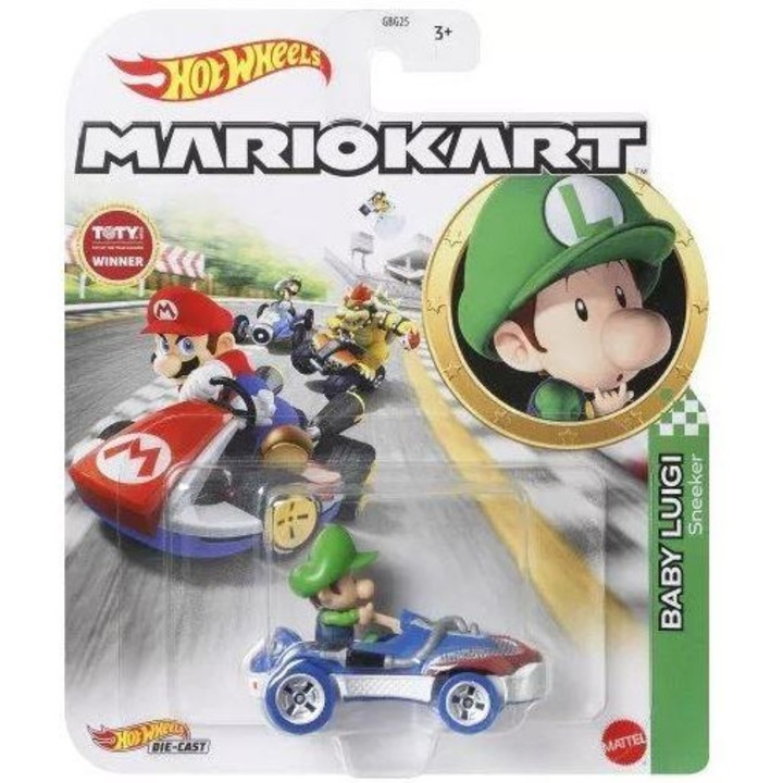 Masinuta de curse, Mattel Hot Wheels: Mario Kart - Baby Luigi