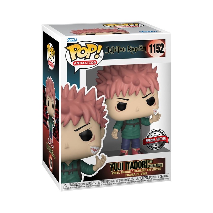 Екшън фигурка, Funko Pop!, анимация Jujutsu Kaisen S1 - Yuji Itadori (с устата на Sukana) #1152, винилова фигурка