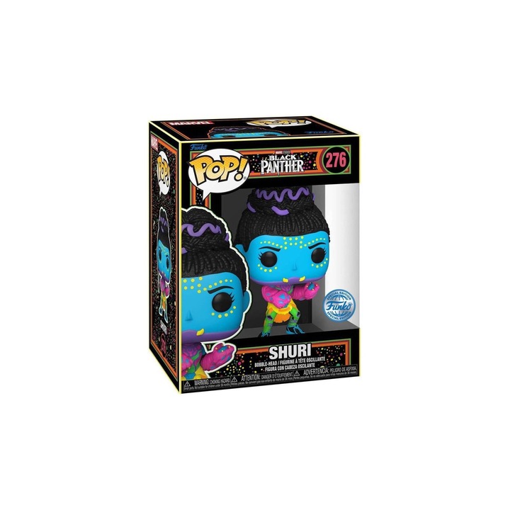 Figurina, Funko, Pop! Marvel: Black Panther - Shuri - Blacklight #276, Bobble-Head Vinil