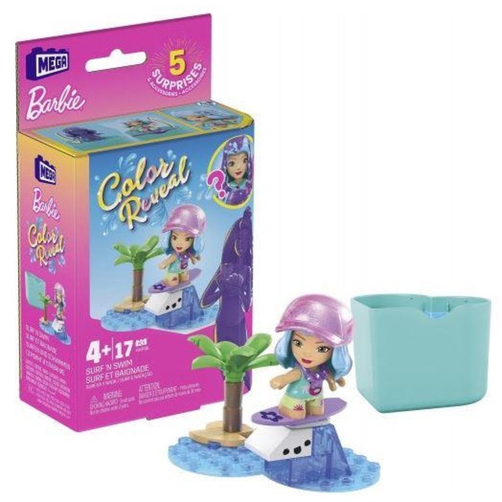 Mattel Mega Bloks Barbie Color Reveal Конструктор от 17 части, 4+ години, Многоцветен