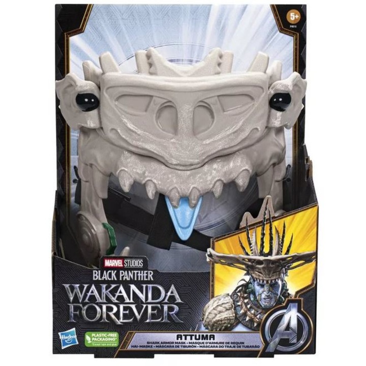 Marvel Studios fekete párduc figura: Atuma Shark Armor Mask, Hasbro, 5+, szürke
