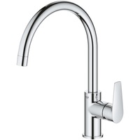 Baterie de bucatarie Grohe BauEdge 31367001, 3/8'', monocomanda, pipa inalta, tip C, cartus ceramic, pivotanta, limitator, crom