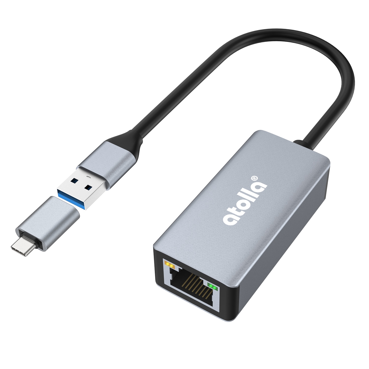 Adaptor, Atolla, USB/USB-C/Ethernet, 1000Mbps, Argintiu - EMAG.ro