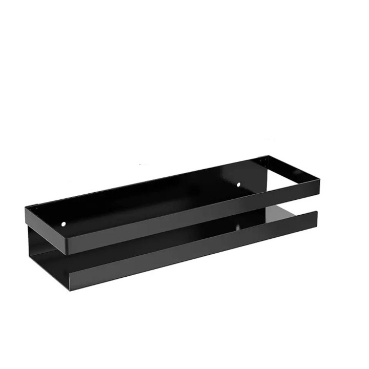 Raft de baie XXL, Welora®, Otel inoxidabil, Capacitate maxima suportata 10 kg, Dimensiuni 6 x 50 x 10.5 cm, Negru