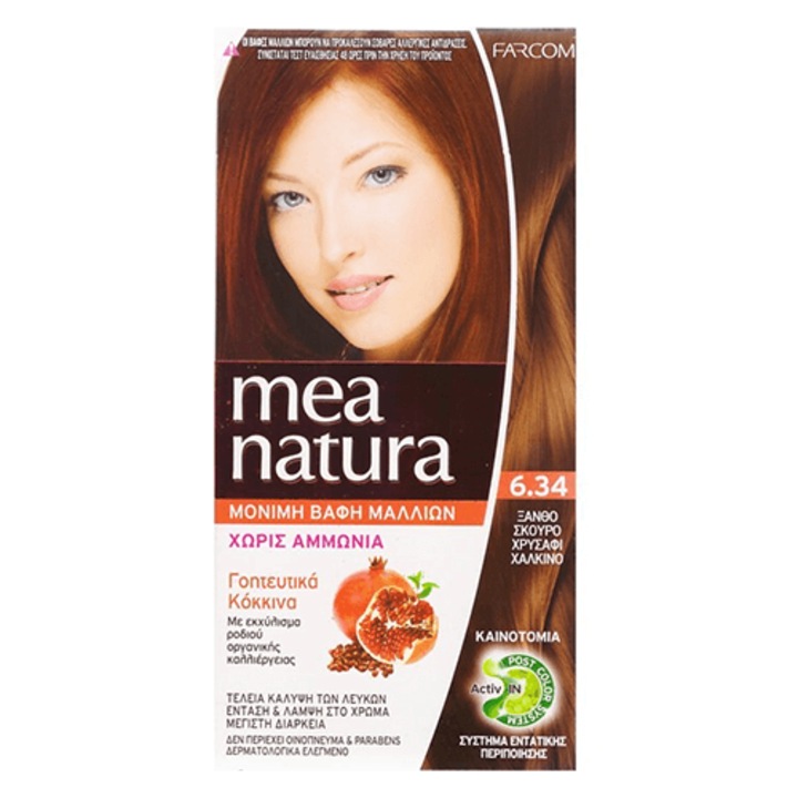 Vopsea par Mea Natura, Farcom, 6.34 Blonde Dark Golden Bronze, 60 ml