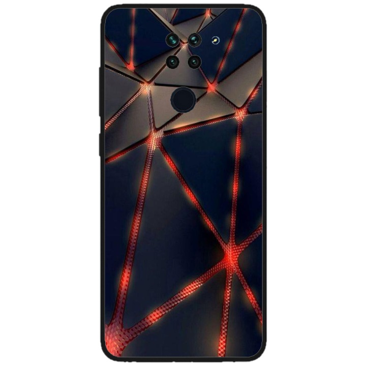 Персонализиран калъф за плуване и силиконово фолио за Xiaomi Redmi Note 9 Pro 5G, модел Lava Triangles, многоцветен, S1D1M0367