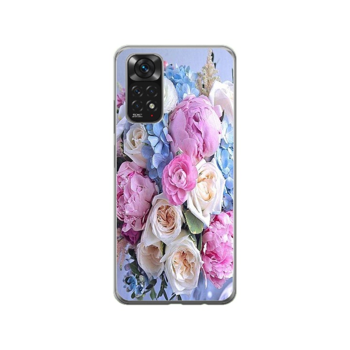 Husa personalizata HQ Print si Folie de Silicon pentru Xiaomi Redmi Note 12 Pro, model Flowers #1, multicolor, S1D1M0026