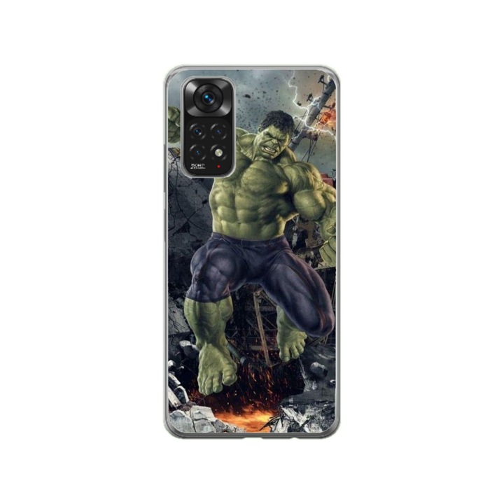 Husa personalizata HQ Print si Folie de Silicon pentru Xiaomi Redmi Note 11 Pro 5G, model Hulk #1, multicolor, S1D1M0099