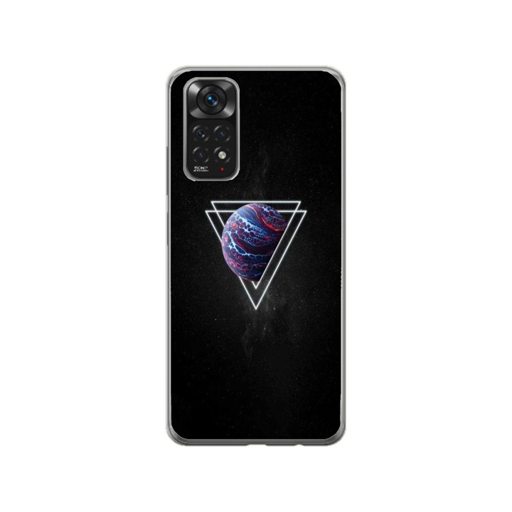 Husa personalizata HQ Print si Folie de Silicon pentru Xiaomi Redmi Note 11 Pro 5G, model Triangle Planet, multicolor, S1D1M0278