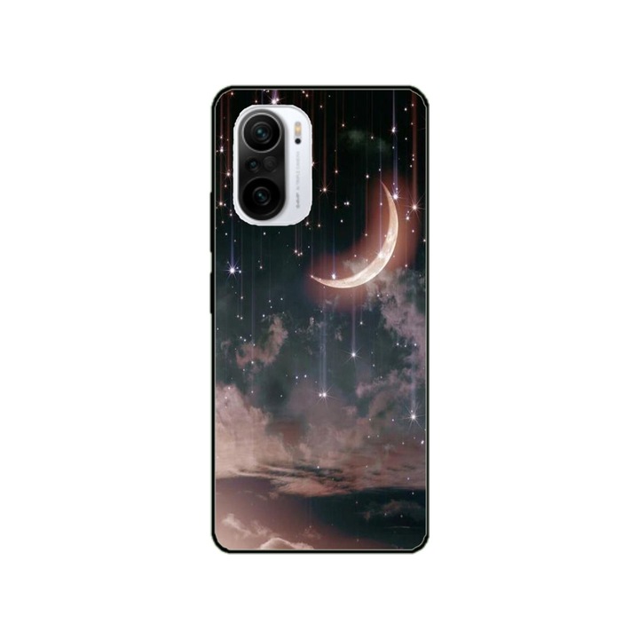 Husa personalizata HQ Print si Folie de Silicon pentru Xiaomi Redmi 12C, model Falling Stars, multicolor, S1D1M0269