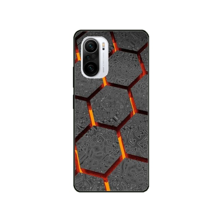 Husa personalizata Swim Case si Folie de Silicon pentru Xiaomi Redmi 12C, model Lava Hex, multicolor, S1D1M0265