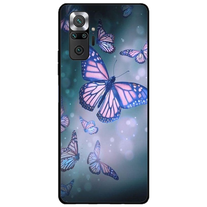 Husa personalizata HQ Print si Folie de Silicon pentru Xiaomi Redmi Note 11 Pro Plus 5G, model Butterfly #1, multicolor, S1D1M0028