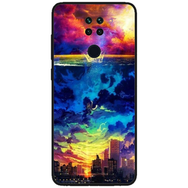 Husa personalizata HQPrint pentru Xiaomi Redmi Note 9T 5G, model Abstract City, multicolor, S1D1M0263