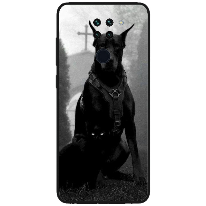 Husa personalizata HQPrint si Folie de Silicon pentru Xiaomi Redmi Note 9 5G, model Doberman, multicolor, S1D1M0018