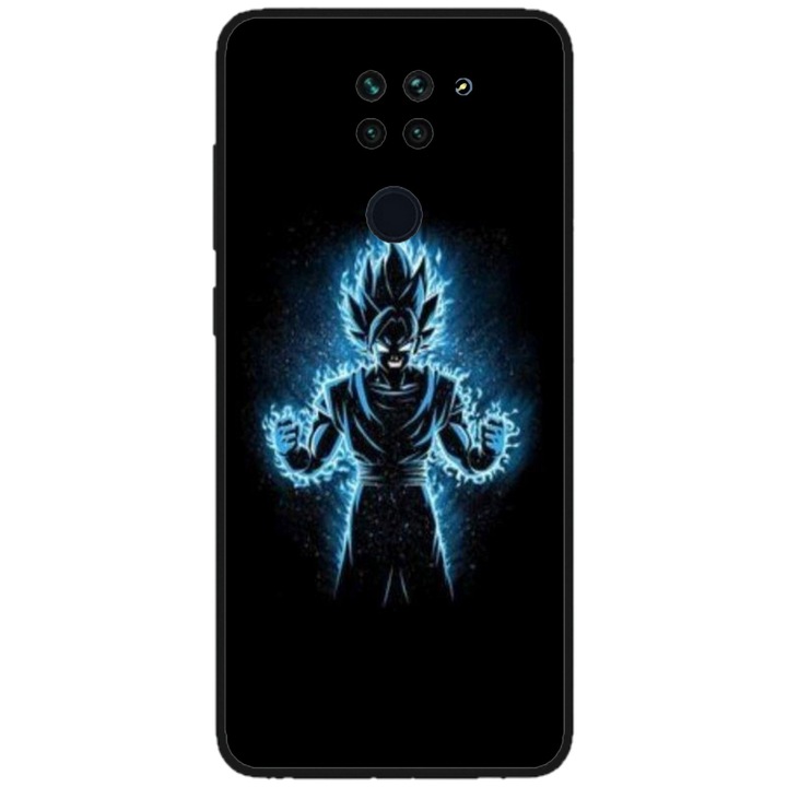 Husa personalizata HQPrint si Folie de Silicon pentru Xiaomi Redmi Note 9 Pro 5G, model Goku, multicolor, S1D1M0087