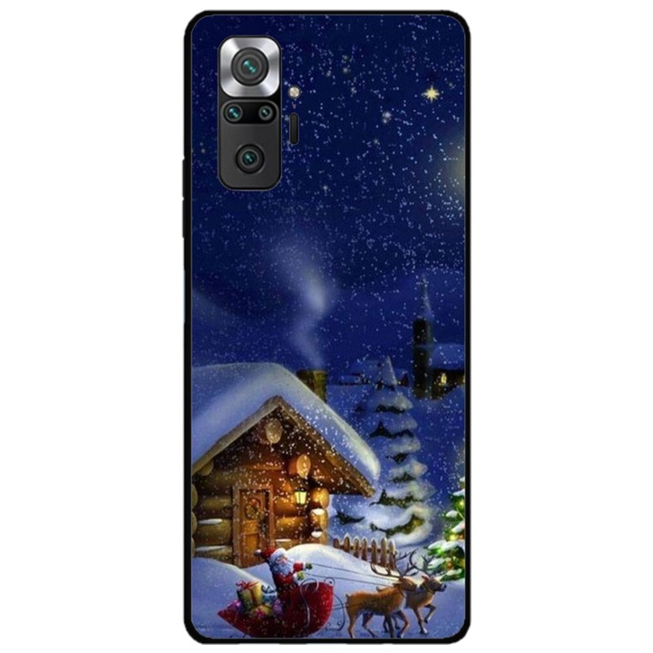 Husa personalizata HQ Print si Folie de Silicon pentru Xiaomi Redmi Note 11 Pro Plus 5G, model Christmas Cottage, multicolor, S1D1M0059