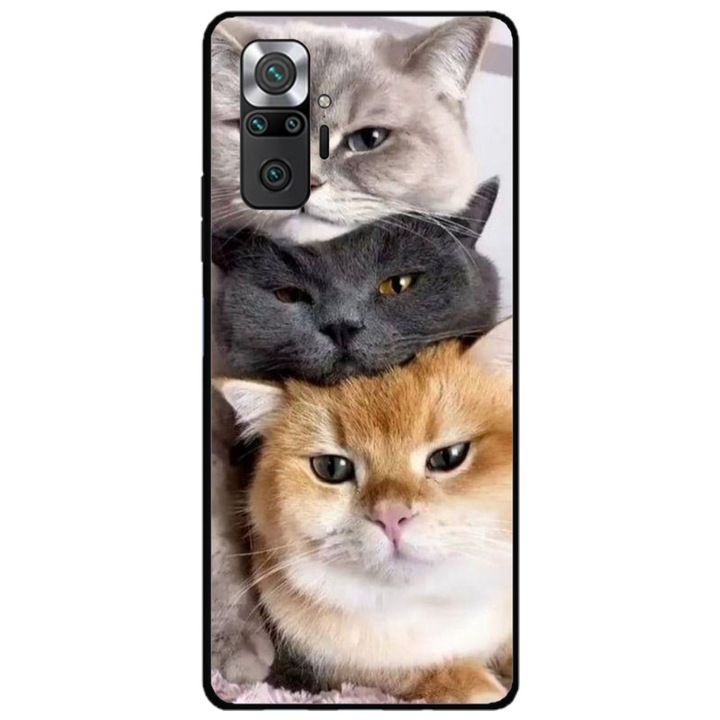 Husa personalizata HQ Print si Folie de Silicon pentru Xiaomi Redmi Note 11 Pro Plus 5G, model Cats, multicolor, S1D1M0116