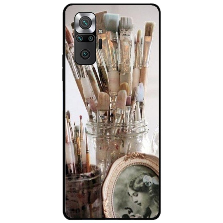 Husa personalizata HQ Print si Folie de Silicon pentru Xiaomi Redmi Note 11 Pro Plus 5G, model Brush, multicolor, S1D1M0282