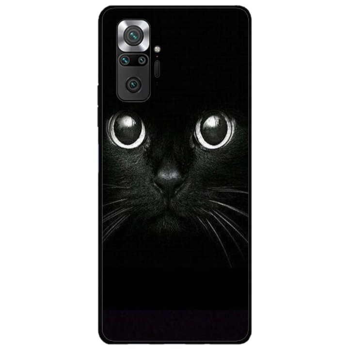 Husa personalizata Swim Case si Folie de Silicon pentru Xiaomi Redmi Note 10 Pro Max, model Black Cat #1, multicolor, S1D1M0015