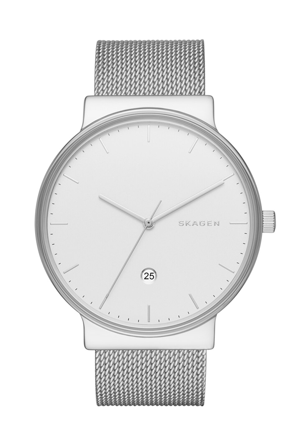 Skagen Ceas argintiu cu bratara tip plasa Ancher