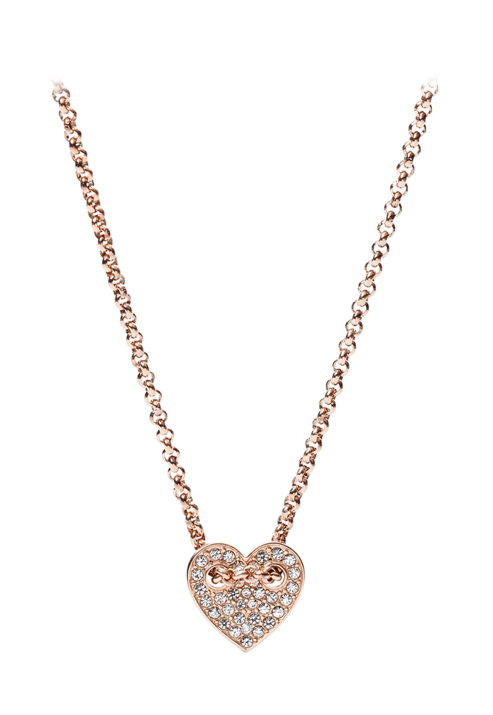 Fossil Colier auriu rose cu pandantiv in forma de inima