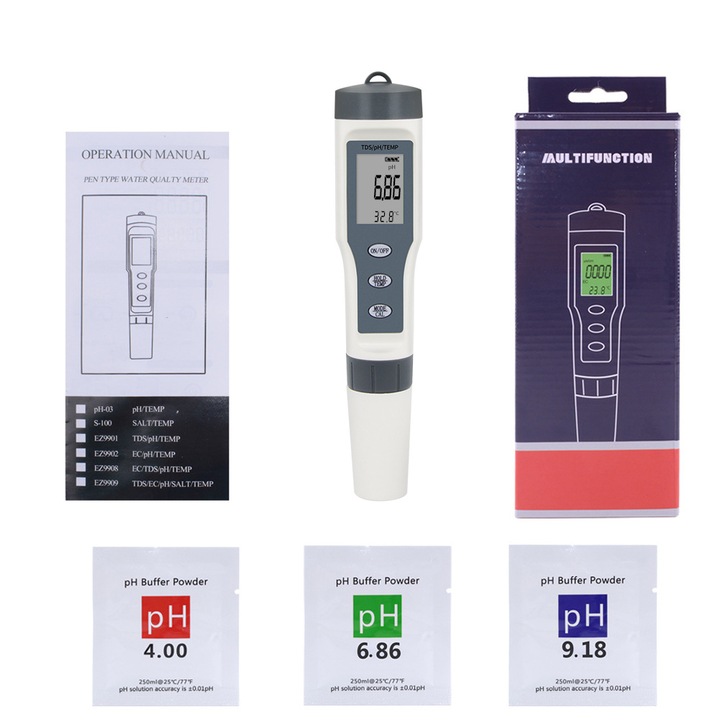 Tester digital pentru calitatea apei, Enforose, ecran LCD, portabil, ABS, 3 in 1