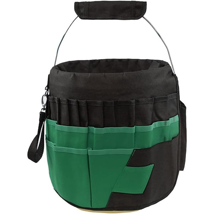 Градинарска чанта, Jormftte, платнена, 42 джоба, черно/зелено