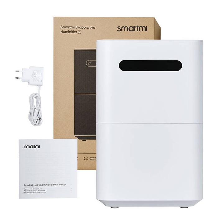 Смарт изпарителен овлажнител, Smartmi, Със зарядно, 5L, Бял