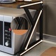 Raft cuptor microunde, Quasar & Co.®, suport bucatarie, rafturi cu 2 niveluri, etajera cu cadru metalic si polite lemn, model Duo, 54x37x68,5 cm, negru-nuc
