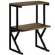 Raft cuptor microunde, Quasar & Co.®, suport bucatarie, rafturi cu 2 niveluri, etajera cu cadru metalic si polite lemn, model Duo, 54x37x68,5 cm, negru-nuc
