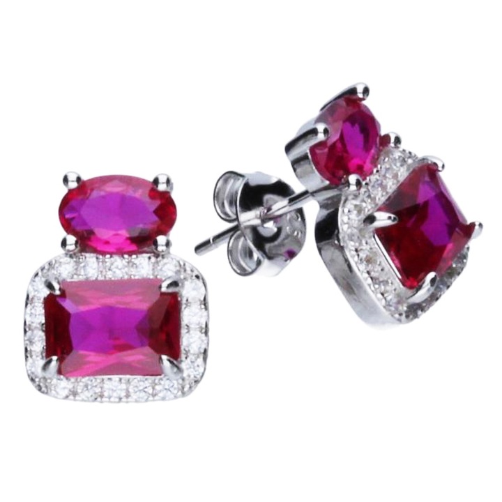 Cercei Silver Berry, Velvet Elegance, cu zirconia burgundy, din argint
