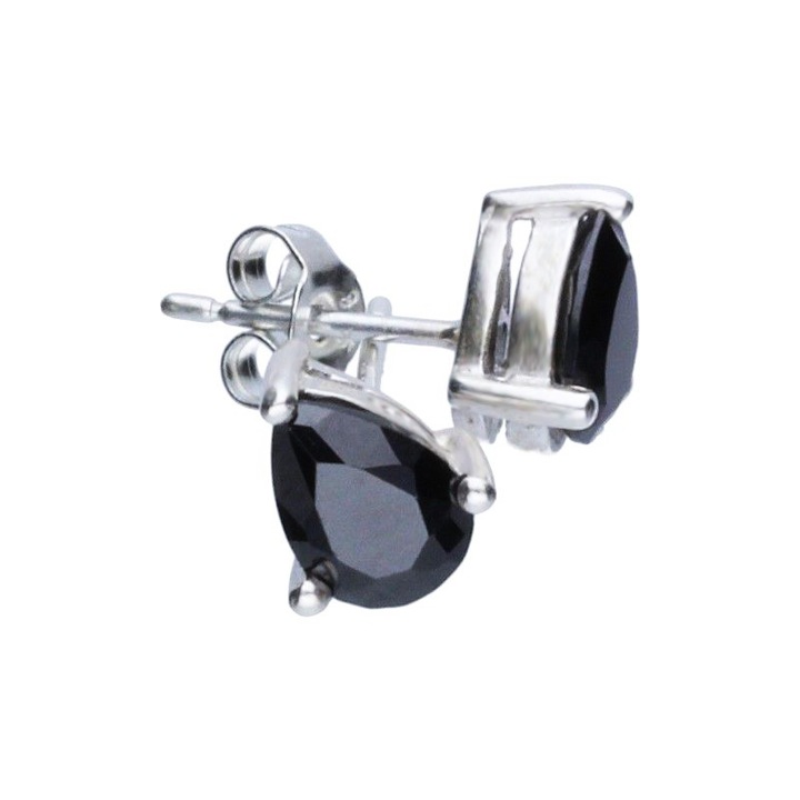 Cercei Silver Berry, Black Tear Drop, Zirconia Negru, din Argint