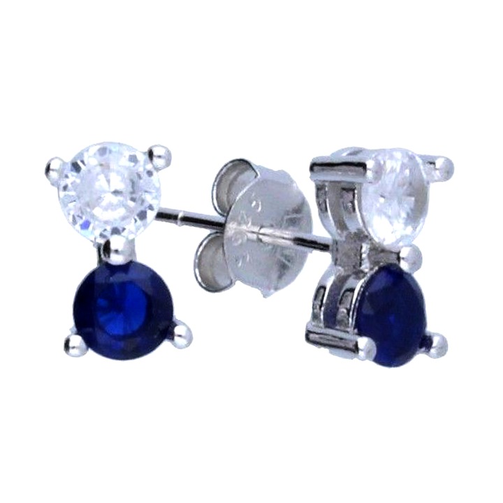 Cercei Silver Berry, Classic Elegance, cu zirconia albastra si incolora, din argint