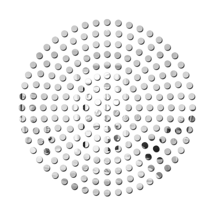 Комплект от 100 самозалепващи се акрилни огледала Luxer, модел на точки, диаметър 3 см, сребристи