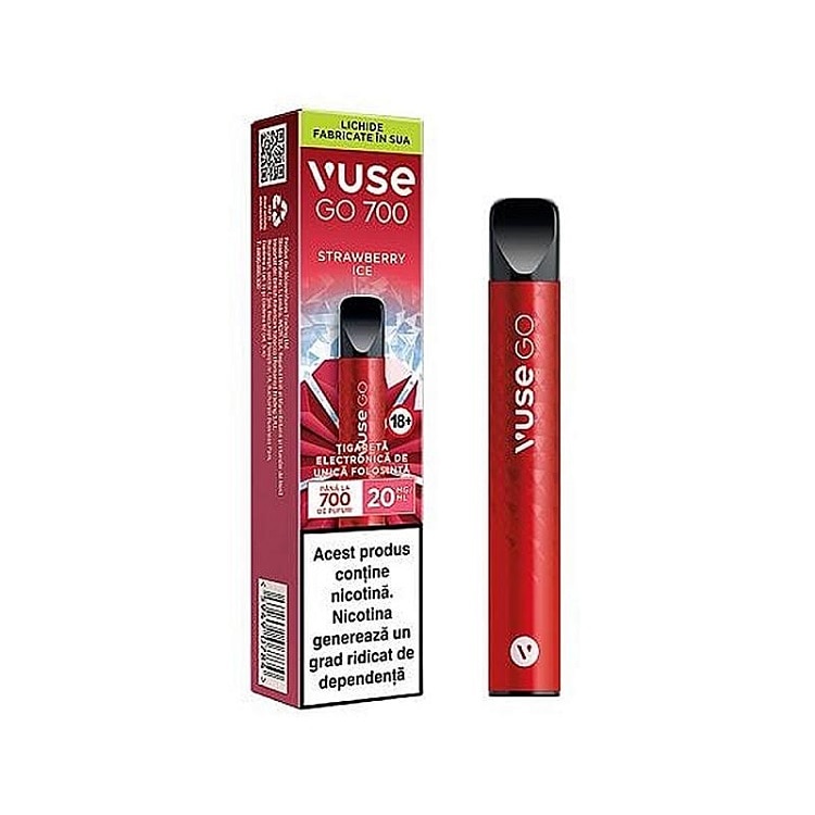vuse go 700 strawberry ice Tigara electronica de unica folosinta, Vuse GO 700 - Strawberry Ice, 2ml,  20mg/ml nicotina, autonomie 700 pufuri