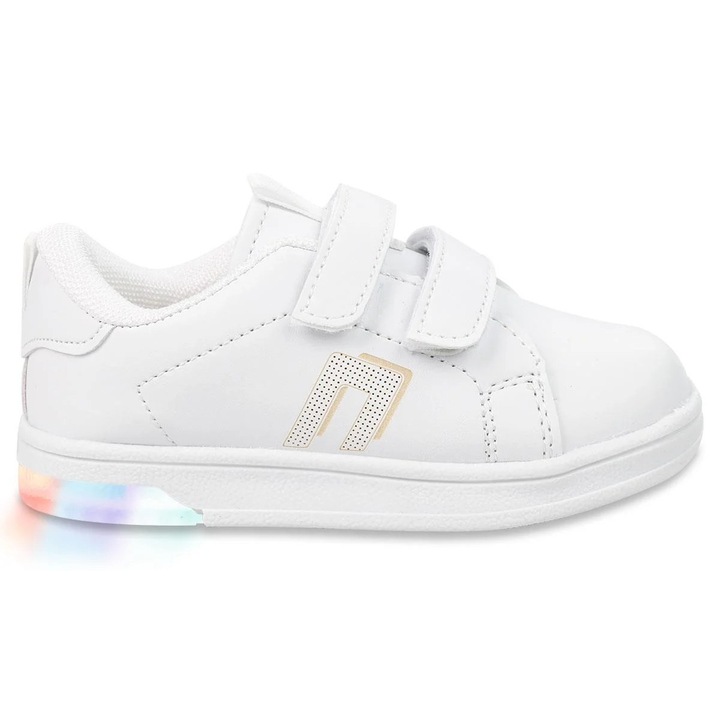 Pantofi sport cu luminite GLOWKICKS pentru copii, ERAKIDS, piele ecologica, Alb