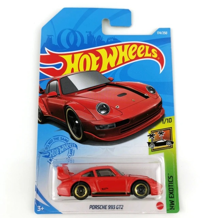 Метална количка Hot Wheels, Porsche 993 GT2, червена, 1:64